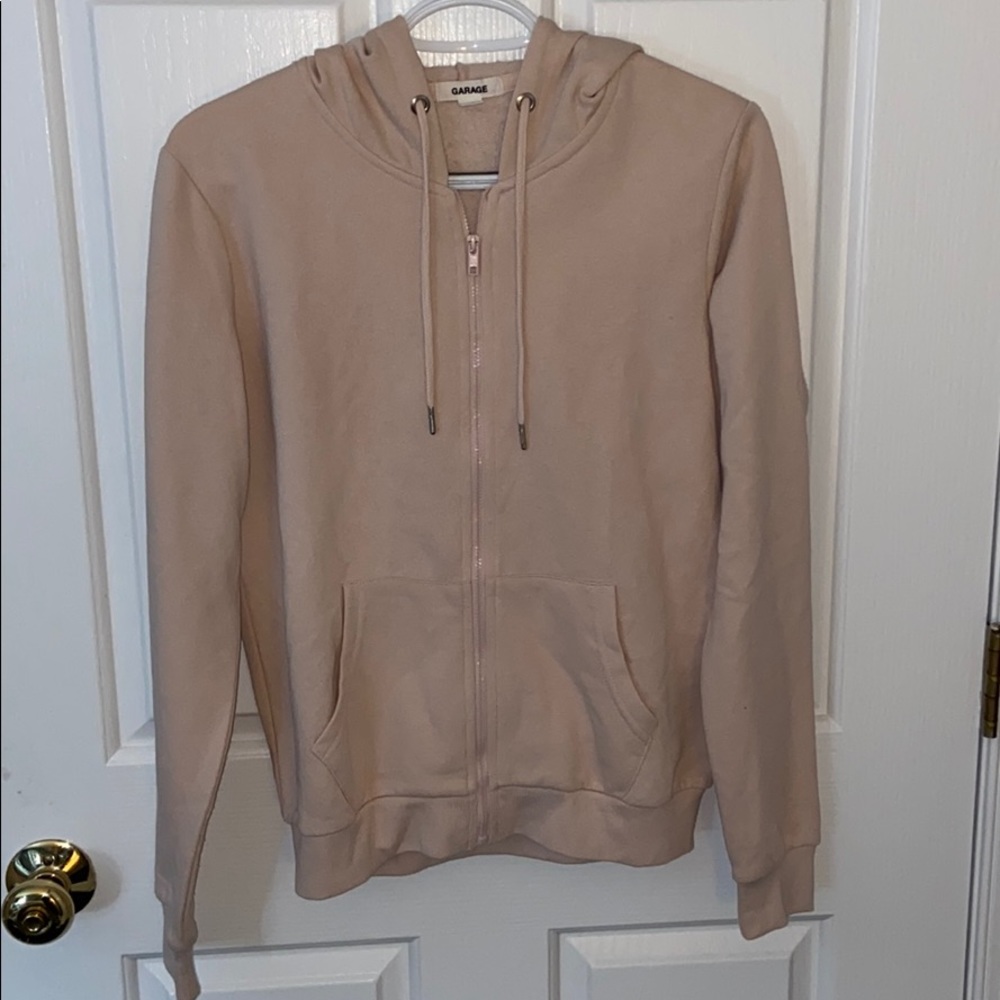 garage light pink zip up hoodie